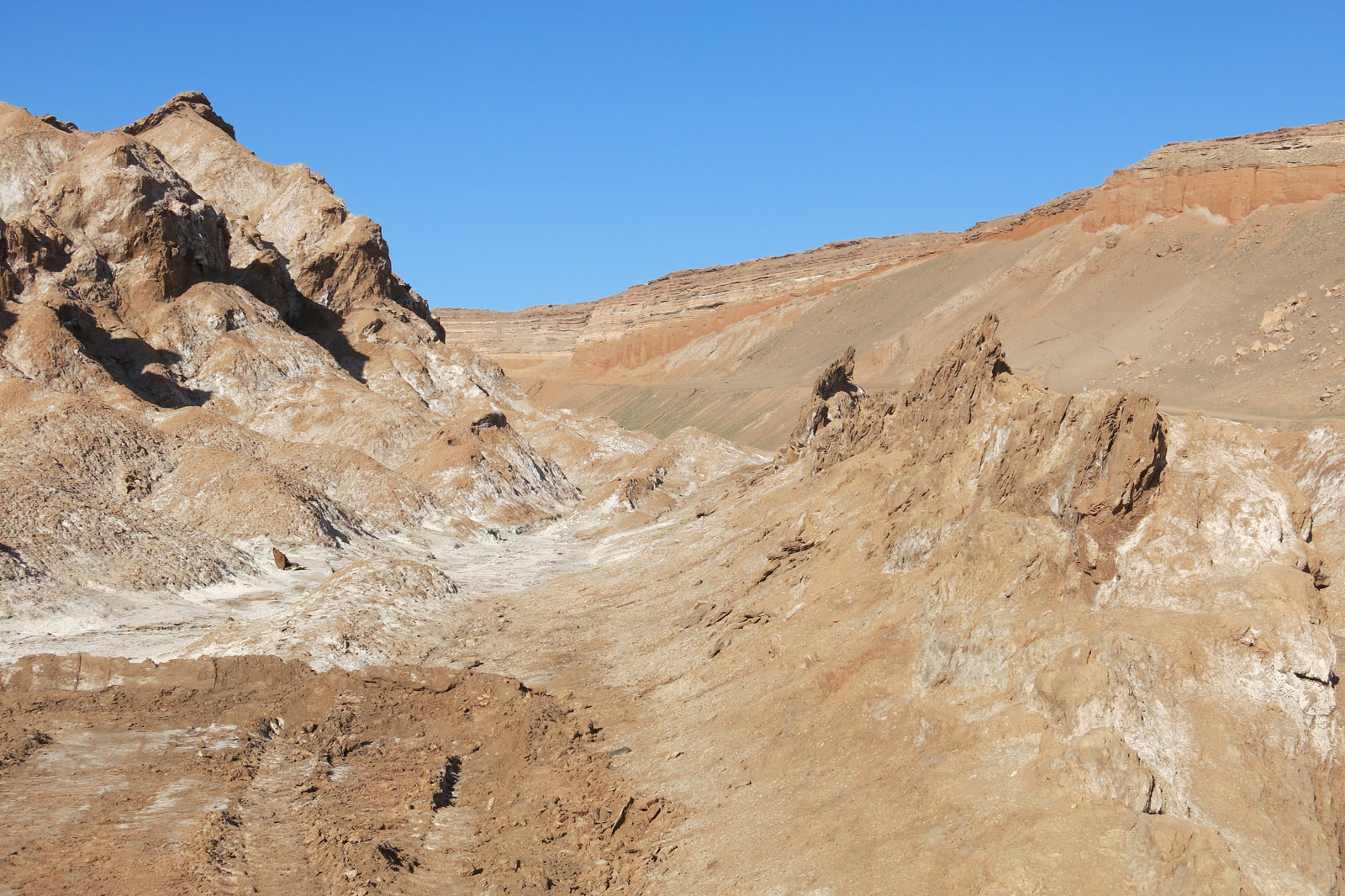 Valle de Marte, a la izquierda Formación San Pedro fuertemente plegada.